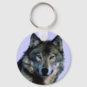 Blue Tones Wolf Portrait Key Chain