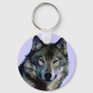 Blue Tones Wolf Portrait Key Chain