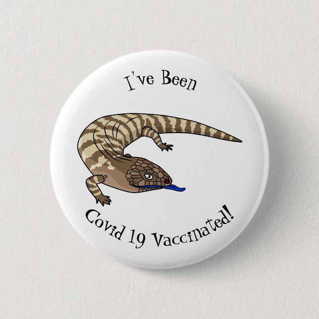 Blue tongue lizard reptile cartoon  6 cm round badge (Front)