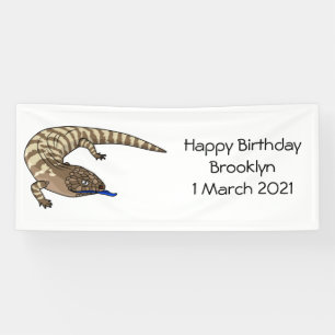 Blue tongue lizard reptile cartoon banner