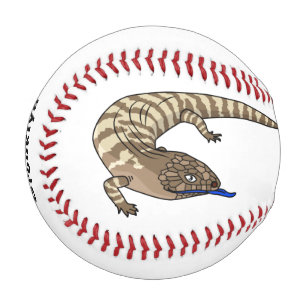 Blue tongue lizard reptile cartoon baseball