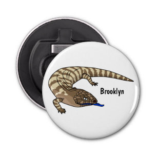 Blue tongue lizard reptile cartoon bottle opener