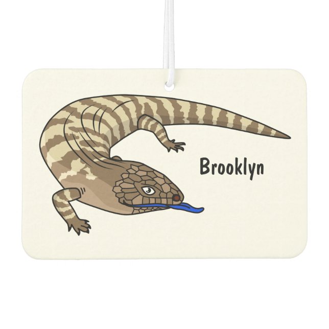 Blue tongue lizard reptile cartoon  car air freshener (Front)