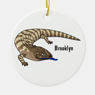 Blue tongue lizard reptile cartoon ceramic tree decoration