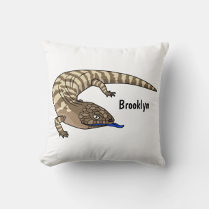 Blue tongue lizard reptile cartoon cushion
