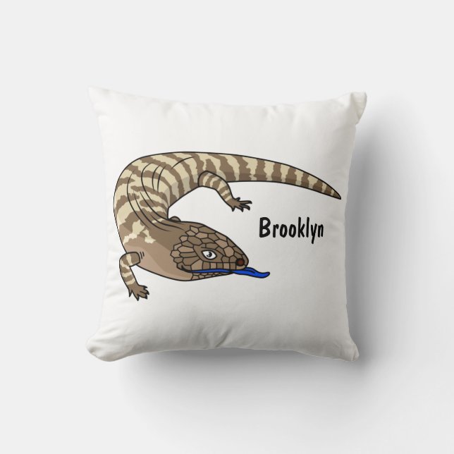 Blue tongue lizard reptile cartoon cushion (Front)