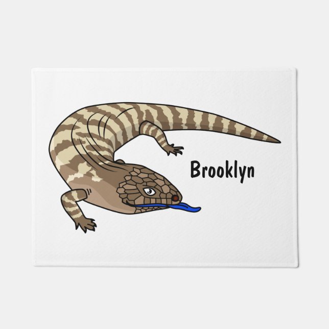 Blue tongue lizard reptile cartoon doormat (Front)