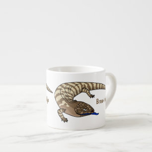 Blue tongue lizard reptile cartoon  espresso cup