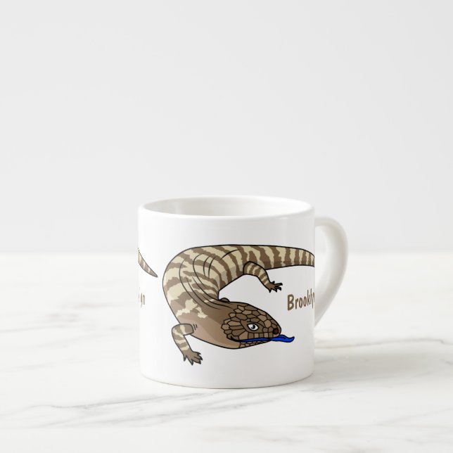 Blue tongue lizard reptile cartoon  espresso cup (Front Right)