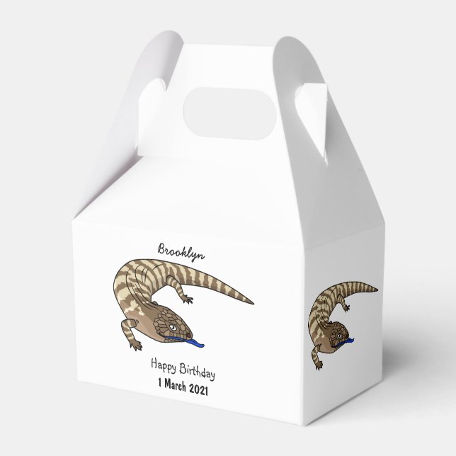 Blue tongue lizard reptile cartoon favour box (Front Side)