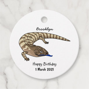 Blue tongue lizard reptile cartoon  favour tags