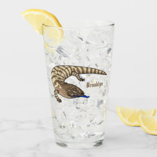 Blue tongue lizard reptile cartoon glass
