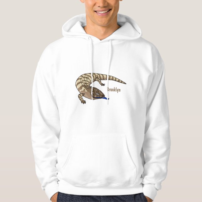 Blue tongue lizard reptile cartoon hoodie (Front)