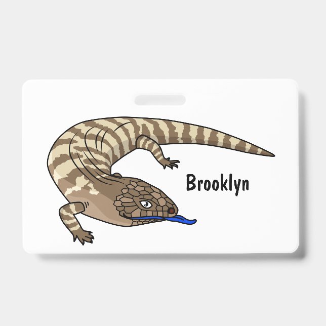 Blue tongue lizard reptile cartoon ID badge (Front)