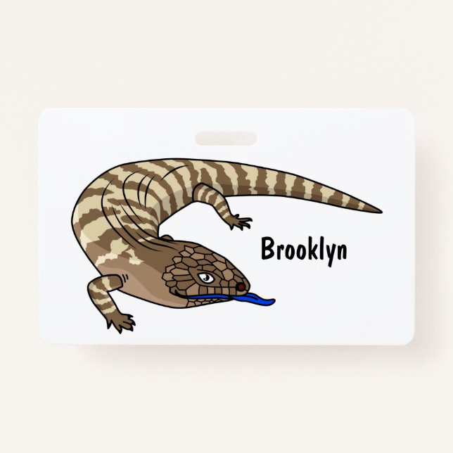 Blue tongue lizard reptile cartoon ID badge (Front)