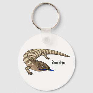 Blue tongue lizard reptile cartoon key ring