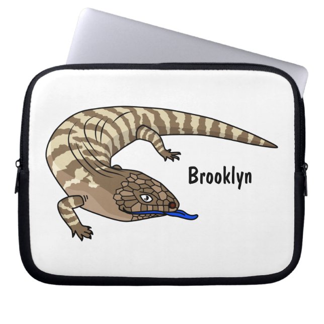 Blue tongue lizard reptile cartoon laptop sleeve (Front)