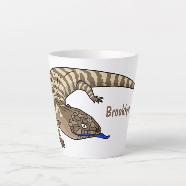 Blue tongue lizard reptile cartoon latte mug (Front)