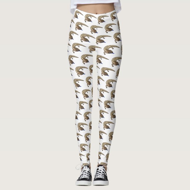 Blue tongue lizard reptile cartoon  leggings (Front)