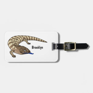 Blue tongue lizard reptile cartoon luggage tag