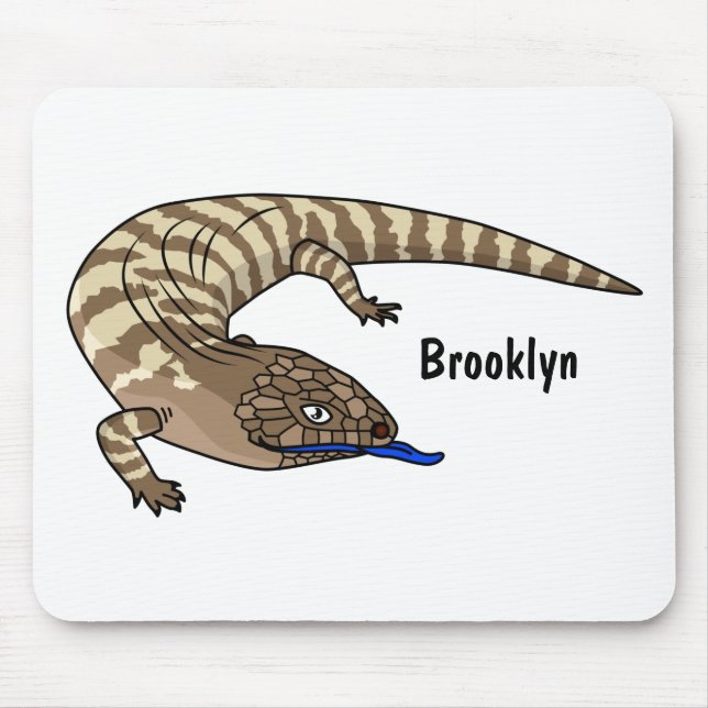 Blue tongue lizard reptile cartoon mouse mat (Front)