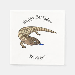 Blue tongue lizard reptile cartoon napkin