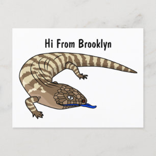 Blue tongue lizard reptile cartoon  postcard