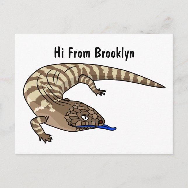 Blue tongue lizard reptile cartoon  postcard (Front)