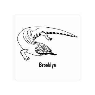 Blue tongue lizard reptile cartoon rubber stamp