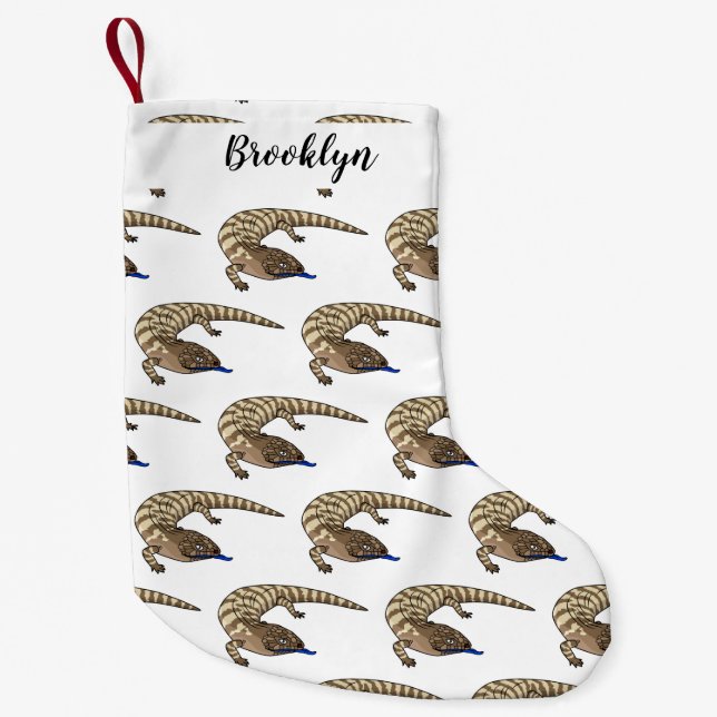 Blue tongue lizard reptile cartoon  small christmas stocking (Front)