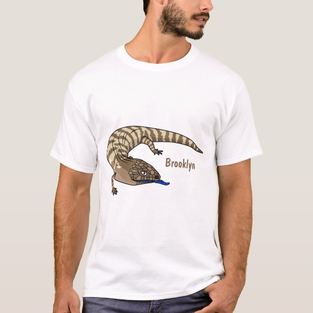 Blue tongue lizard reptile cartoon T-Shirt (Front)