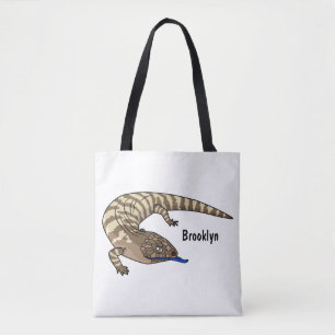 Blue tongue lizard reptile cartoon  tote bag