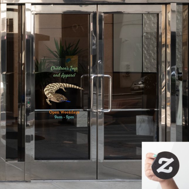 Blue tongue lizard reptile cartoon  window cling (Office Door)