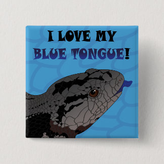 BLUE TONGUE LOVE 15 CM SQUARE BADGE