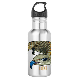 Blue-tongued skink cartoon illustration 532 ml water bottle