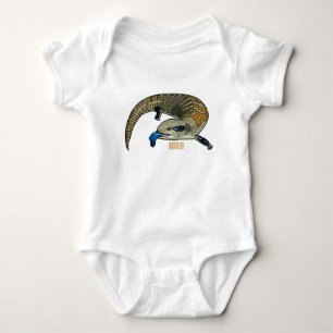Blue-tongued skink cartoon illustration baby bodysuit
