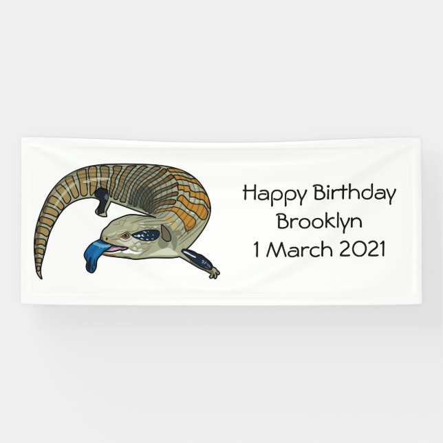 Blue-tongued skink cartoon illustration banner (Horizontal)