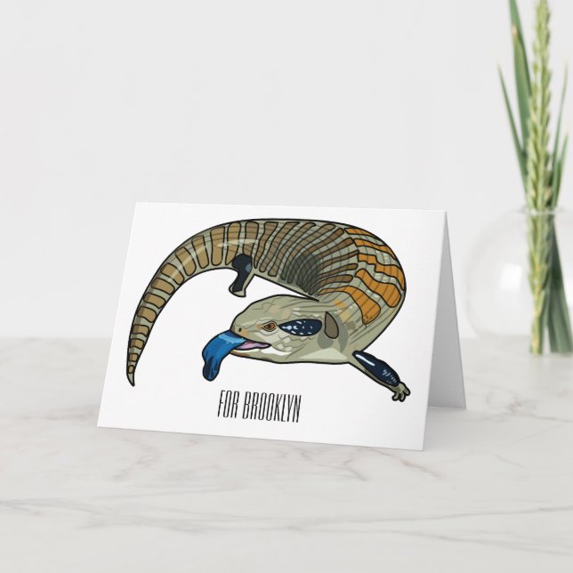 Blue-tongued skink cartoon illustration card (Front)