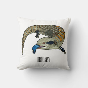 Blue-tongued skink cartoon illustration cushion