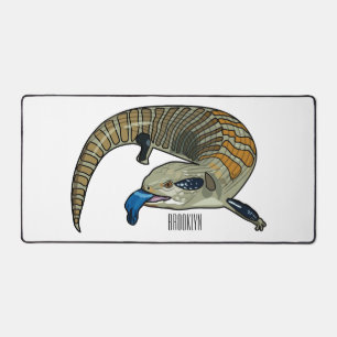 Blue-tongued skink cartoon illustration desk mat