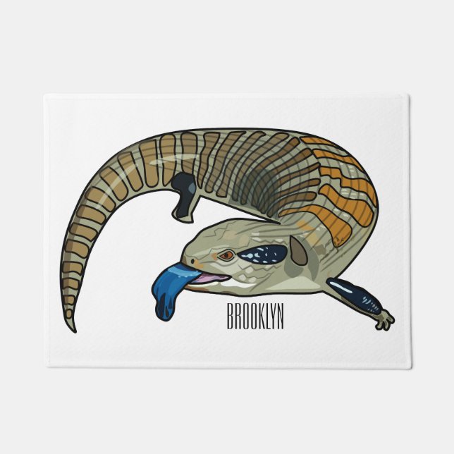 Blue-tongued skink cartoon illustration doormat (Front)