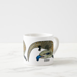 Blue-tongued skink cartoon illustration espresso cup