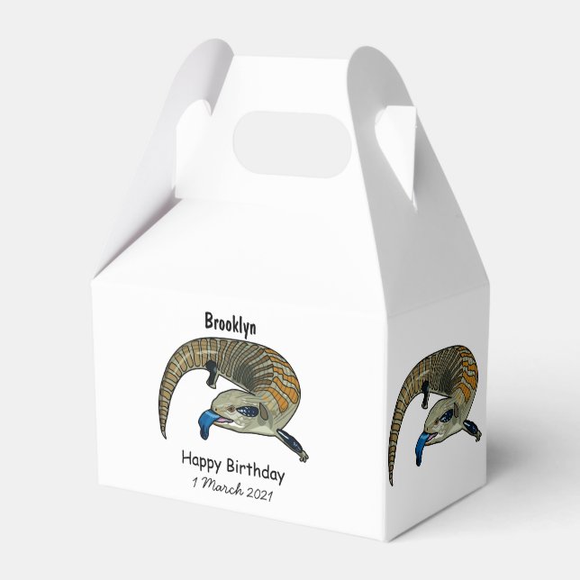 Blue-tongued skink cartoon illustration favour box (Front Side)