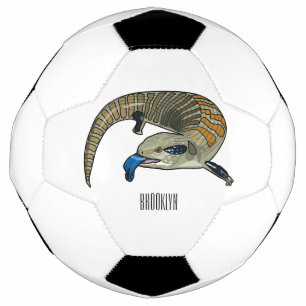 Blue-tongued skink cartoon illustration football