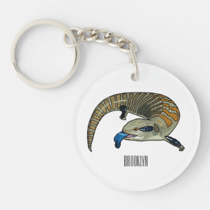 Blue-tongued skink cartoon illustration key ring