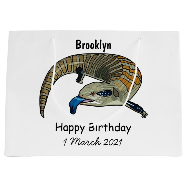 Blue-tongued skink cartoon illustration large gift bag (Front)