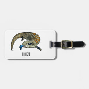 Blue-tongued skink cartoon illustration luggage tag