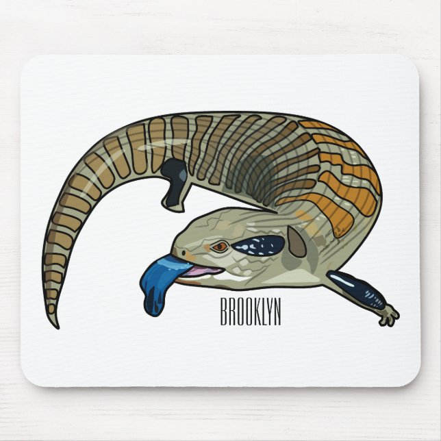 Blue-tongued skink cartoon illustration mouse mat (Front)