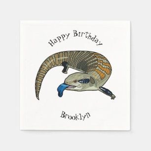Blue-tongued skink cartoon illustration napkin