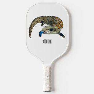 Blue-tongued skink cartoon illustration pickleball paddle